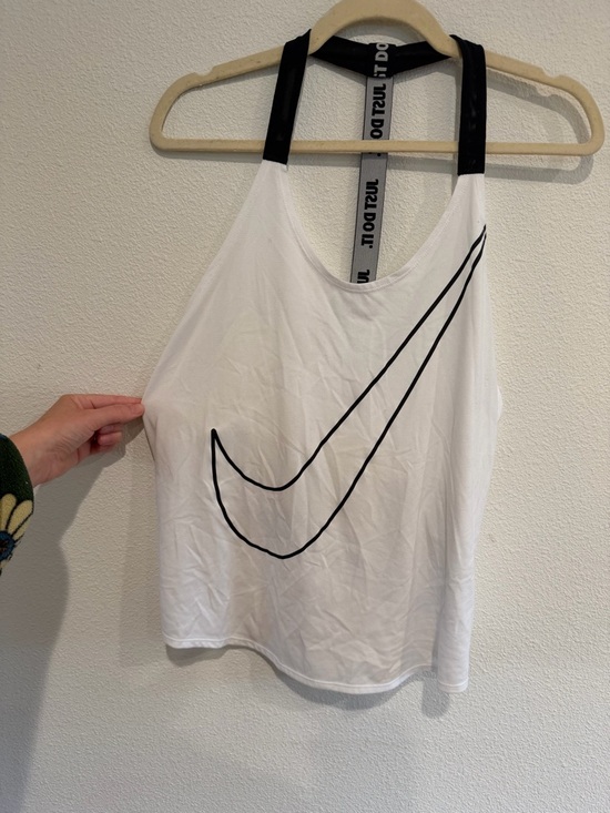 Nike Tops - Nike White Tank Top with Black Swoosh and Straps